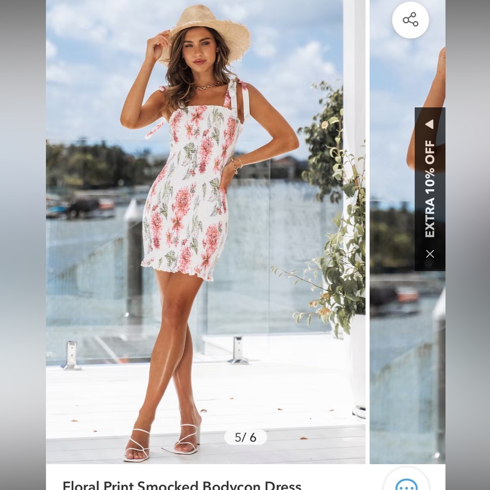 Cupshe Floral Print Smocked Bodycon